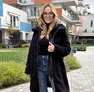 Alisha kabát fekete – Hosszított bukléhatású női kabát steppelt betéttel – Innova Fashion
